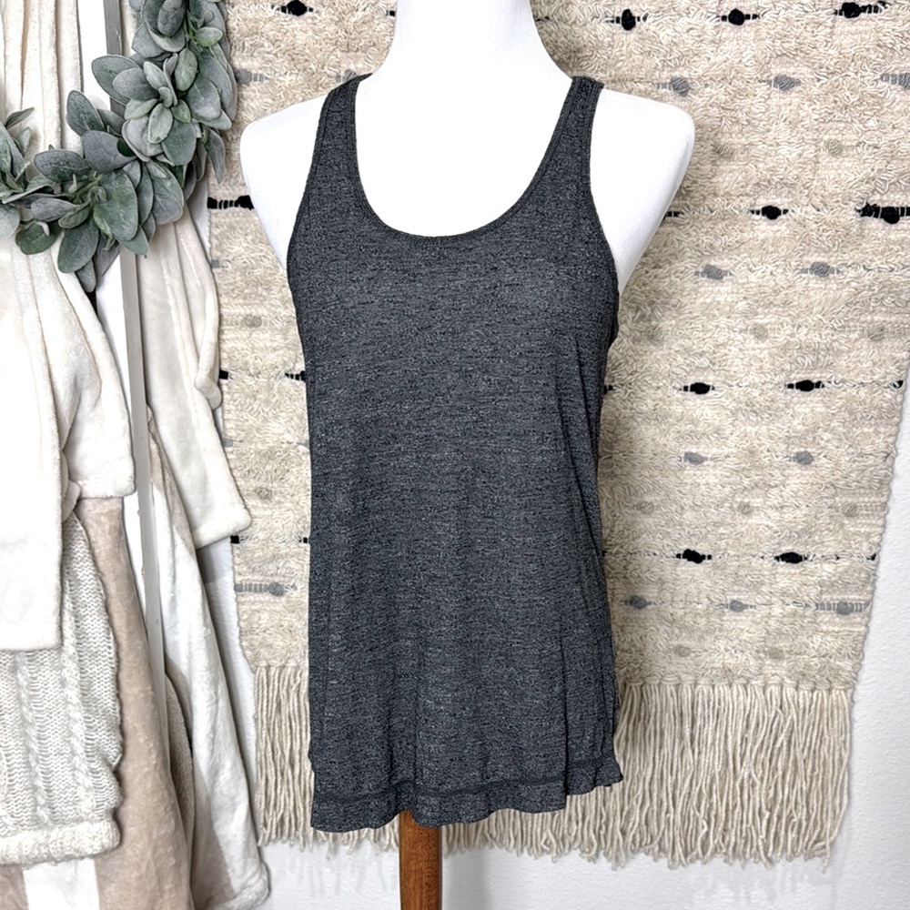 GAIAM Heather Black/Gray Relaxed Fit Tank Top with back detailing size S